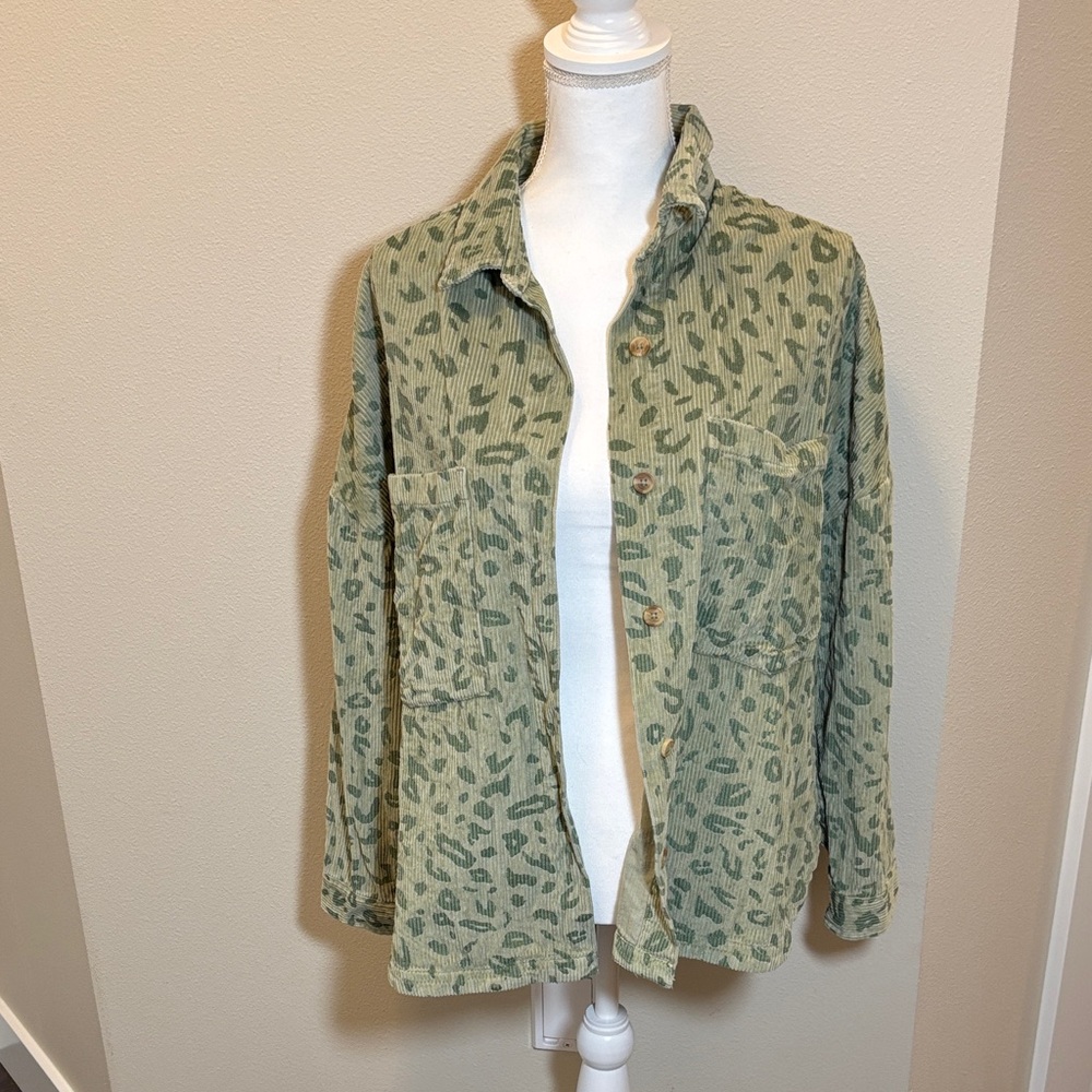 Billabong Olive Green Printed Button-Down Shirt Jacket